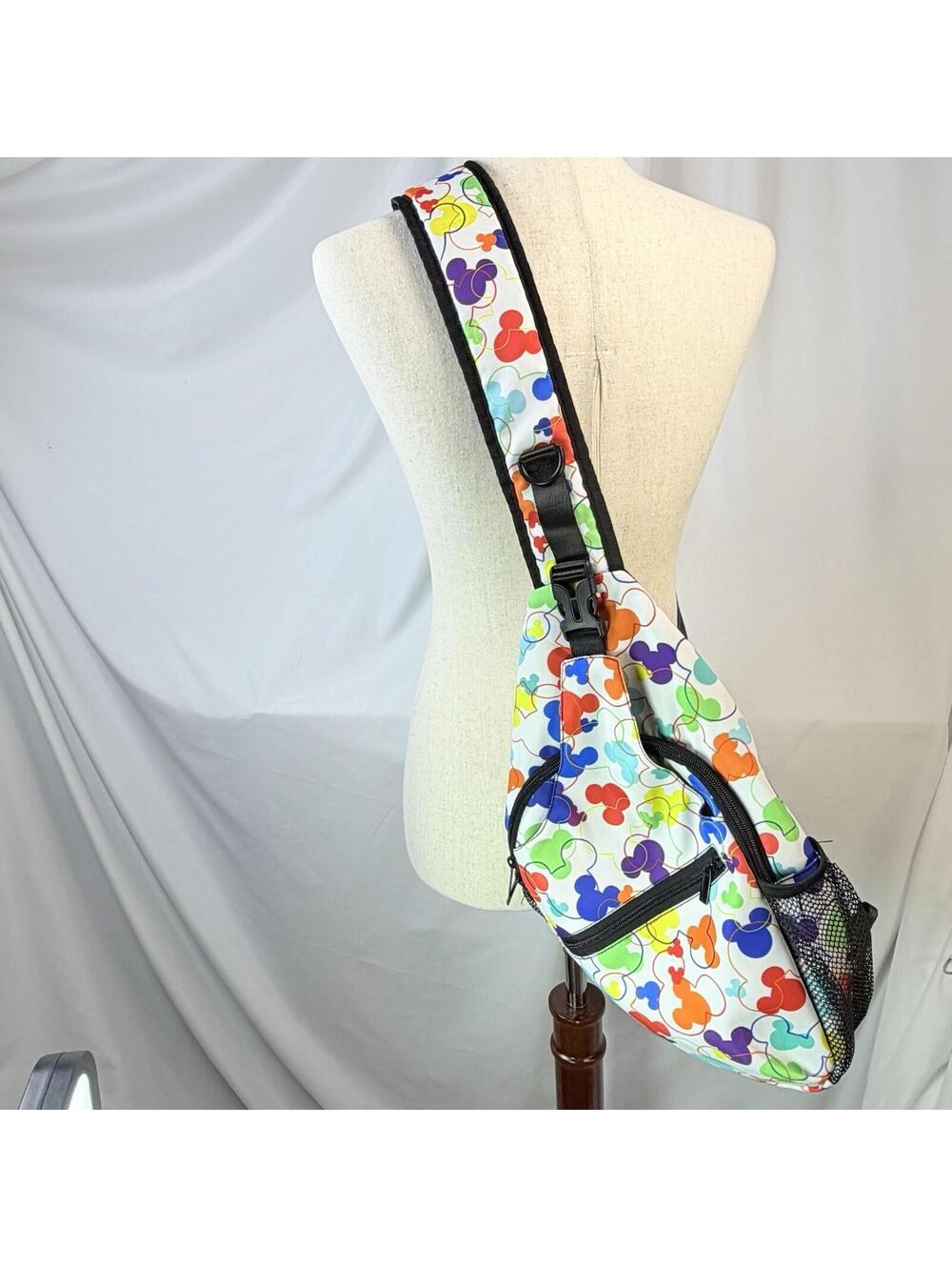Disney Mickey Mouse Sling Backpack Crossbody Shoulder Bag NWOT Colorful Mickey